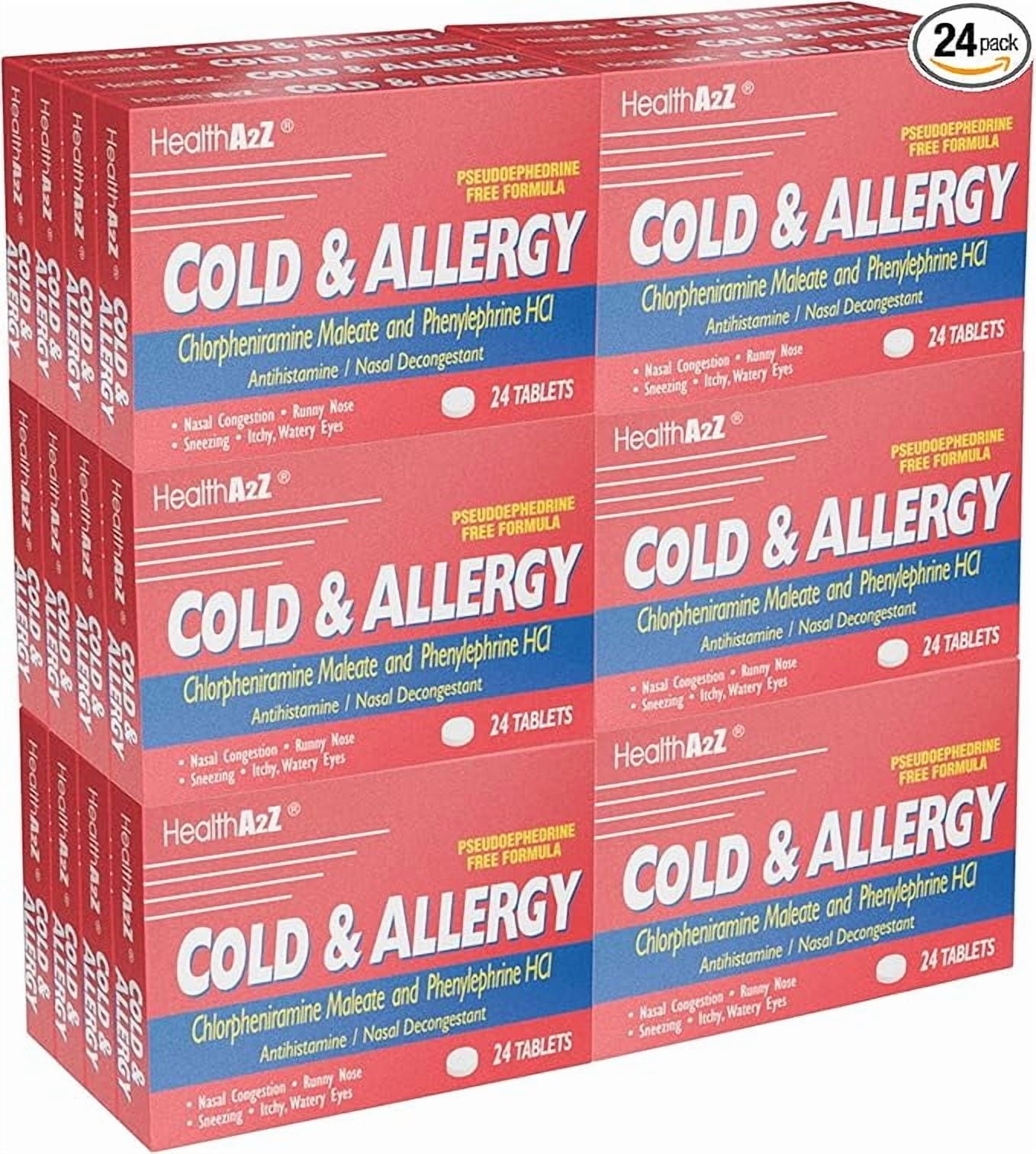 HealthA2Z Cold & Allergy | Chlorpheniramine Maleate & Phenylephrine HCl | 24 Tablets (Pack of 24) | 576 Total Tablets | Value Pack