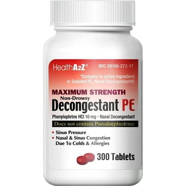 HealthA2Z® Decongestant PE | Phenylephrine 10 mg | 300 Tablets | Maximum Strength