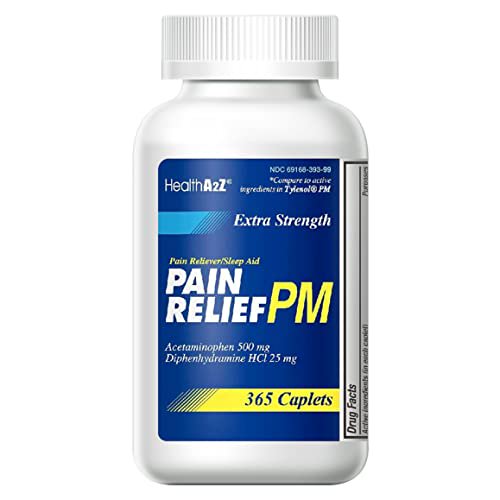 HealthA2Z Extra Strength Pain Relief PM, 365 Caplets, Compare to