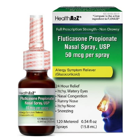 HealthA2Z® Fluticasone Propionate Nasal Spray | 120 Sprays | 50 mcg per Spray | 24 Hour Allergy Relief | 0.54 fl oz (15.8 mL) | Relief from Nasal Congestion | Runny Nose | Sneezing