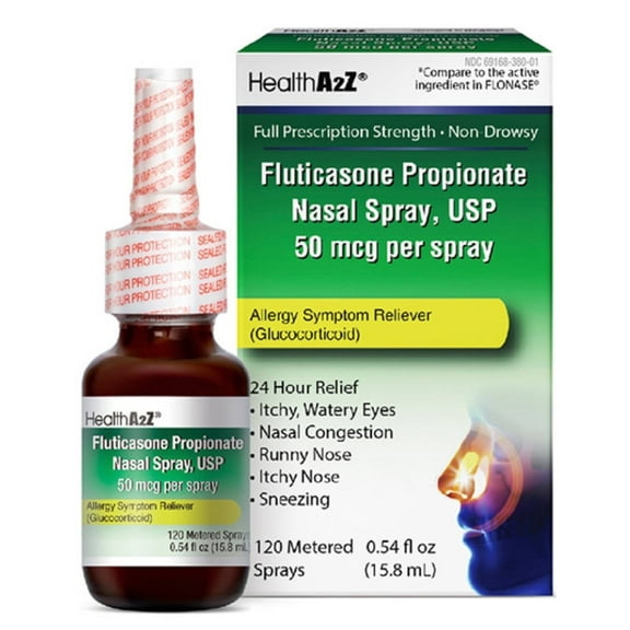 HealthA2Z Fluticasone Propionate Nasal Spray | 120 Sprays | 50 mcg per Spray | 24 Hour Allergy Relief | 0.54 fl oz (15.8 mL) | Relief from Nasal Congestion | Runny Nose | Sneezing