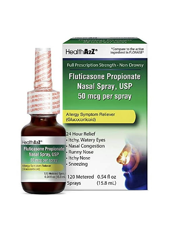 HealthA2Z Fluticasone Propionate Nasal Sprays, 24 Hour Allergy Relief,120 Sprays, 0.54 fl oz