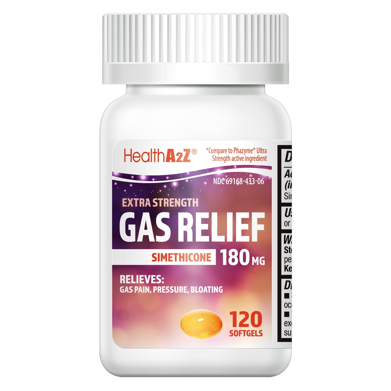 HealthA2Z Gas Relief |120 Count | Simethicone 180mg Softgel | Ultra Strength