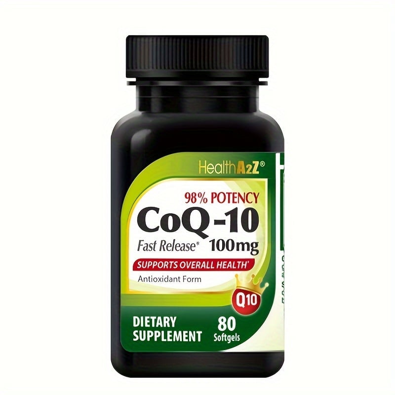 HealthA2Z Golden CoQ10 Softgels 100mg  Fast Release, Enhanced Absorption with Turmeric  Supports Heart Health, Energy Production & Antioxidant Defense  80 Softgels