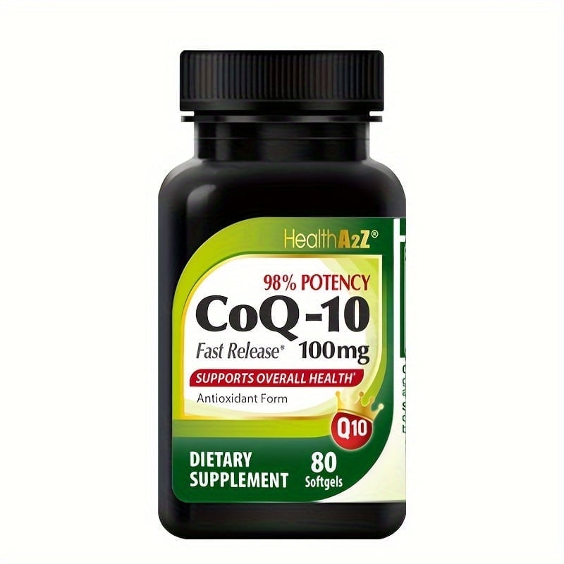 HealthA2Z Golden CoQ10 100mg Softgels  Fast Release, Enhanced Absorption with Turmeric  Heart Health, Energy & Antioxidant Support  80 Ct