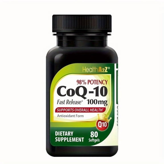 HealthA2Z Golden CoQ10 Softgels, Fast Release Coenzyme Q10 with Turmeric, 100 mg, 80 Count