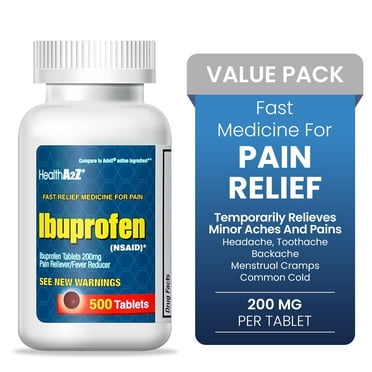 HealthA2Z® Ibuprofen 200mg | 500 Counts | Pain Relief | Body Aches | Headache | Arthritis | Cramps | Back Pain | Fever Reducer… (500 Count)
