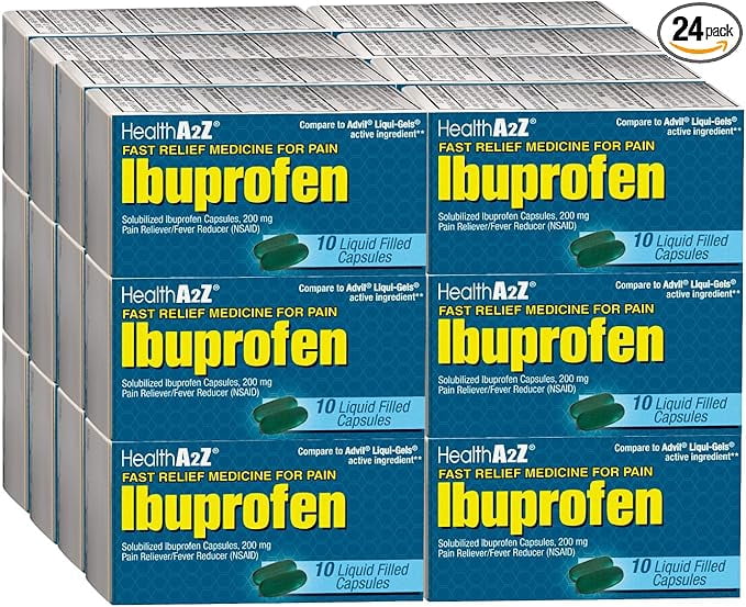 HealthA2Z® Ibuprofen Softgel 200mg | 24 Packs of 10 Softgels Each (240 Softgels Total) | Value Pack | NSAID Pain Reliever & Fever Reducer