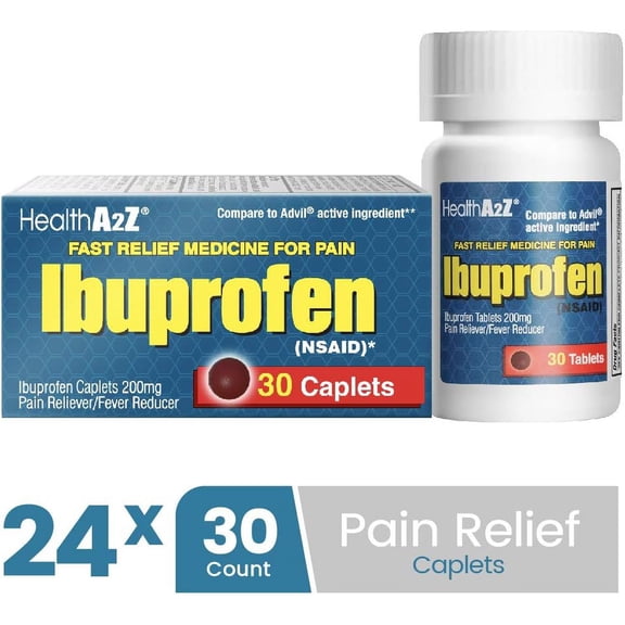 HealthA2Z Ibuprofen Tablets 200mg, Value Pack - 24 bottles*30 Tablets (720 Tablets Total)