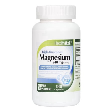 HealthA2Z Magnesium Glycinate, Magnesium Capsules for Anxiety Support, 240 mg, 180 Count