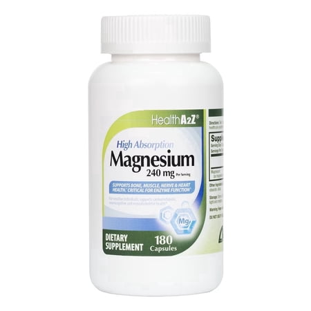 HealthA2Z Magnesium Glycinate, Magnesium Capsules for Anxiety Support, 240 mg, 180 Count