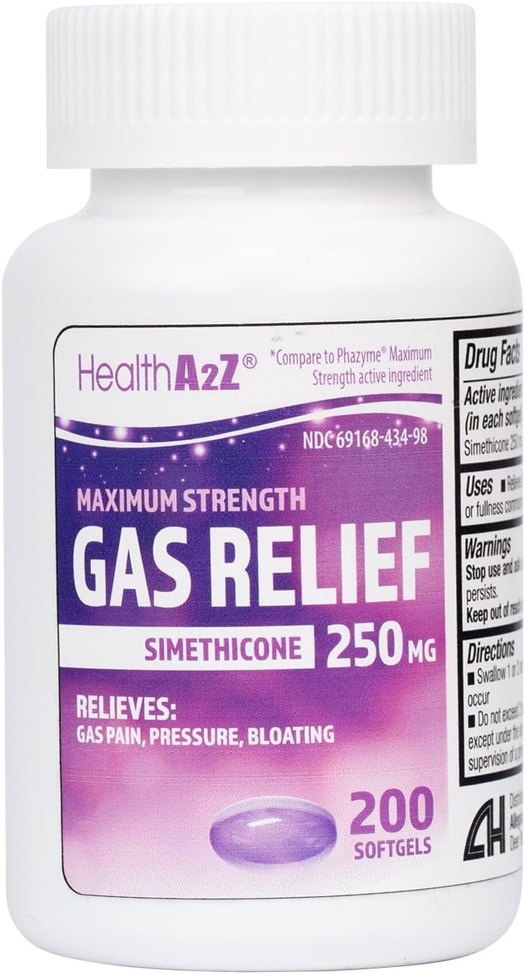 HealthA2Z®Maximum Strength Gas Relief Simethicone 250mg 200