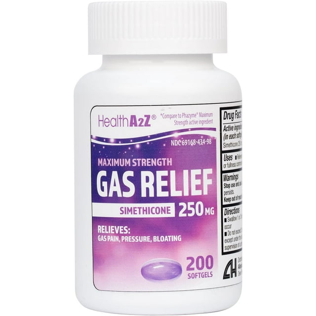 HealthA2Z®Maximum Strength Gas Relief Simethicone 250mg 200