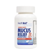 HealthA2Z® Mucus Relief | Guaifenesin 1200 mg | NO Benzene | 100 Tablets | Maximum Strength | 12 Hour | Expectorant | Relieves Chest Congestion | Thins and Loosens Mucus