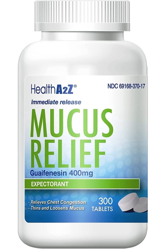 Mucus Relief | Guaifenesin 400mg| No Benzene | 300 Tablets | Immediate Release, Expectorant