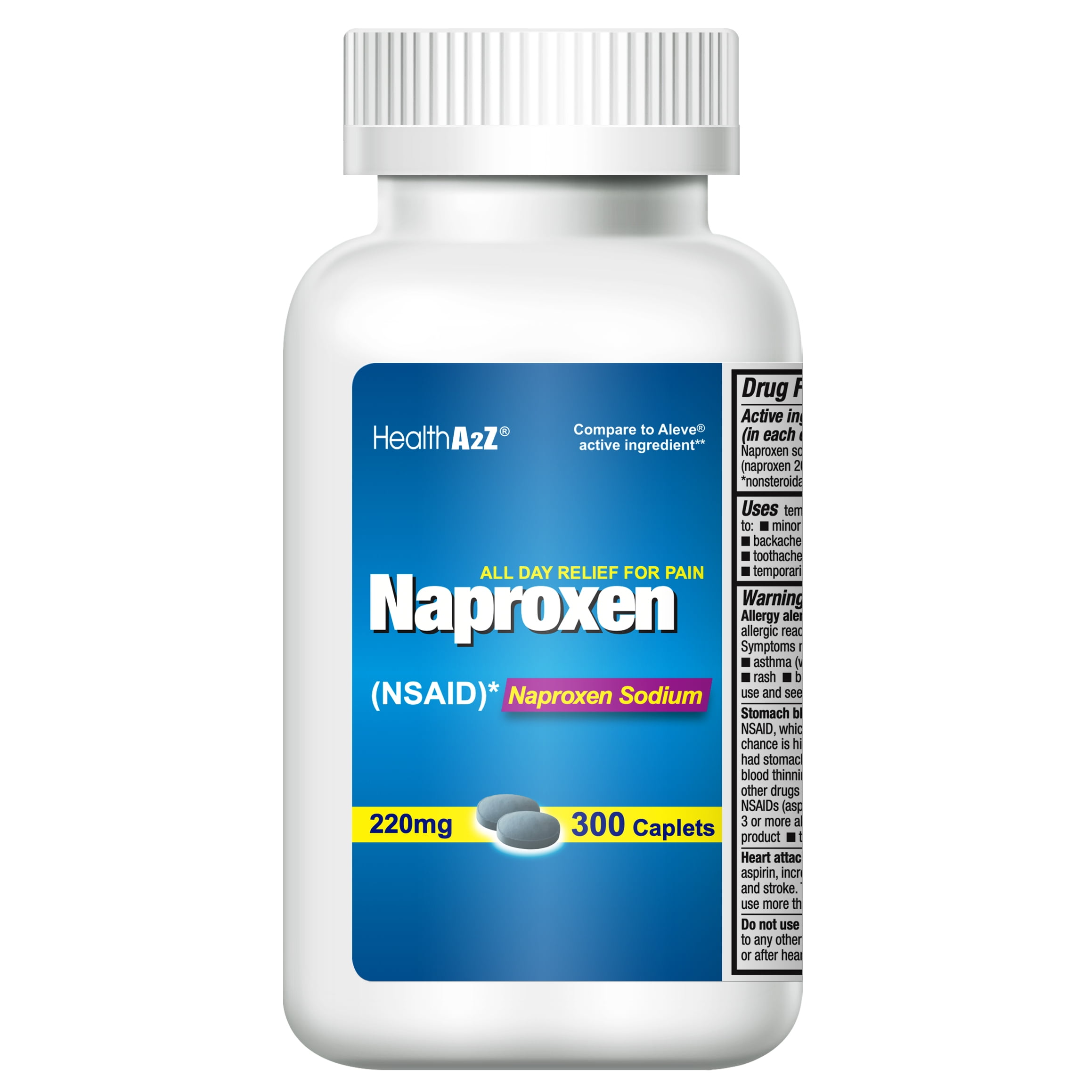 HealthA2Z Naproxen Sodium 220mg OTC Pain Relief Pills, 300 Caplets ...