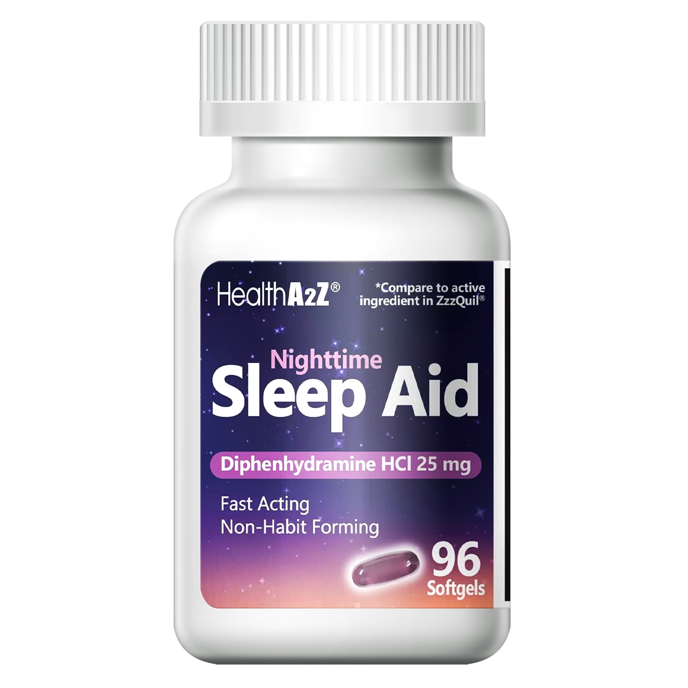 HealthA2Z Nighttime Sleep Aid 96 Softgels Diphenhydramine HCl Fast
