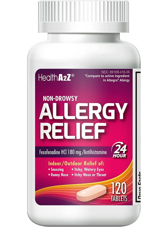 HealthA2Z Non-Drowsy Allergy Relief | Fexofenadine Hcl 180mg/Antihistamine | 120 Caplets