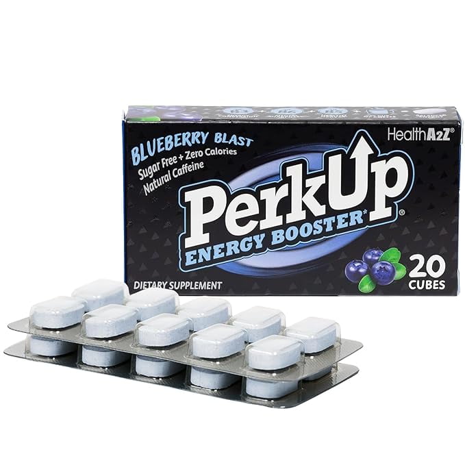 HealthA2Z PerkUp Energy Booster | Melt-in-Mouth Cubes with 50 mg Natural Caffeine & B Vitamins for Energy, Focus & Productivity | No Sugar. No Calorie, No Jitters or Crash