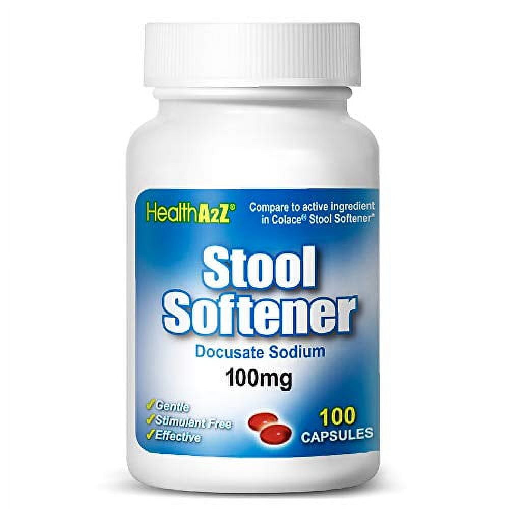 HealthA2Z Stool Softener, Docusate Sodium 100mg 100 Capsules