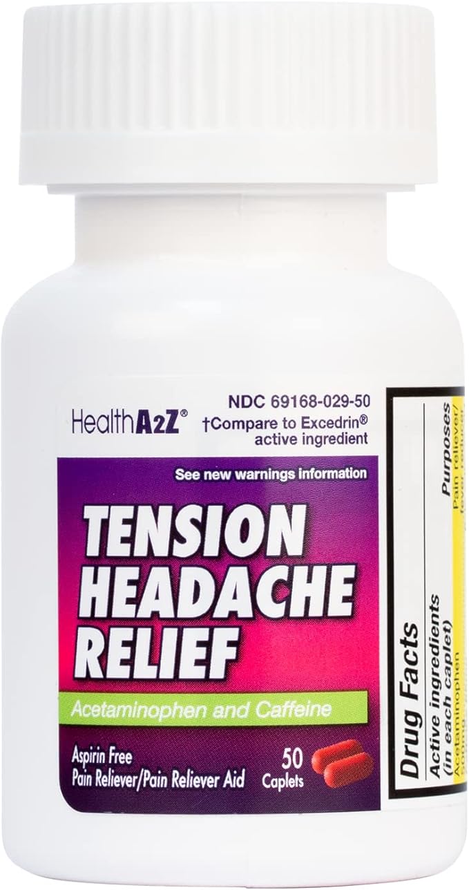 HealthA2Z® Tension Headache Relief Acetaminophen 500mg Caffeine