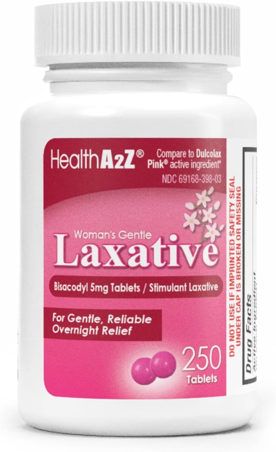 HealthA2Z Woman's Gentle Laxative | Bisacodyl Stimulant Laxative 5mg | 250 Tablets | Constipation Relief | Gentle and Reliable | Overnight Relief