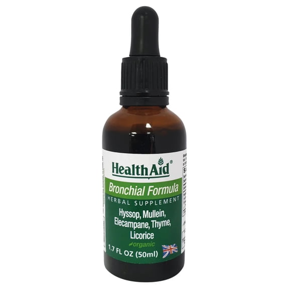 HealthAid Bronchial Formula with Hyssop, Mullein, Elecampane, Thyme, Licorice, 1.7 Fluid Ounces