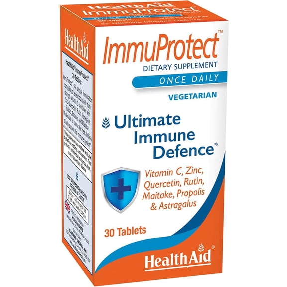 HealthAid ImmuProtect; Vitamin C, Zinc, Quercetin, Rutin, Maitake, Propolis & Astragalus, 30 Tablets