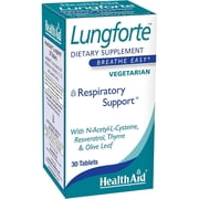 HealthAid LungForte, with NAC, Resveratrol, Thyme & Olive Leaf, Respiratory Support*, 30 Vegetarian Tablets