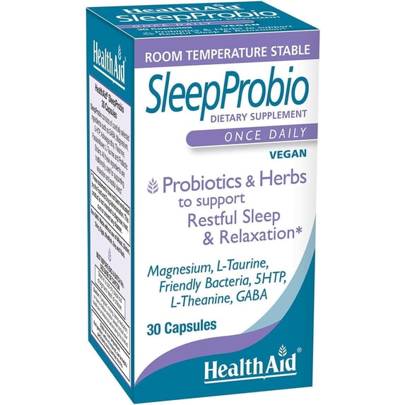 HealthAid SleepProbio, with Magnesium, 5-HTP, GABA, Ashwagandha & Probiotics, 30 Vegan Capsules