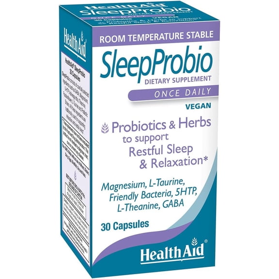 HealthAid SleepProbio, with Magnesium, 5-HTP, GABA, Ashwagandha & Probiotics, 30 Vegan Capsules