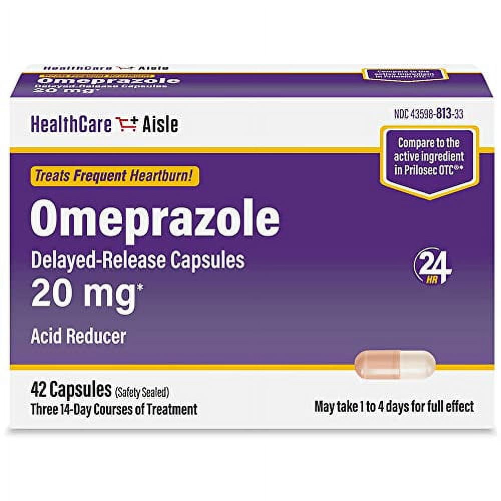 HealthCareAisle Omeprazole 20 mg, 42 DelayedRelease Capsules Acid