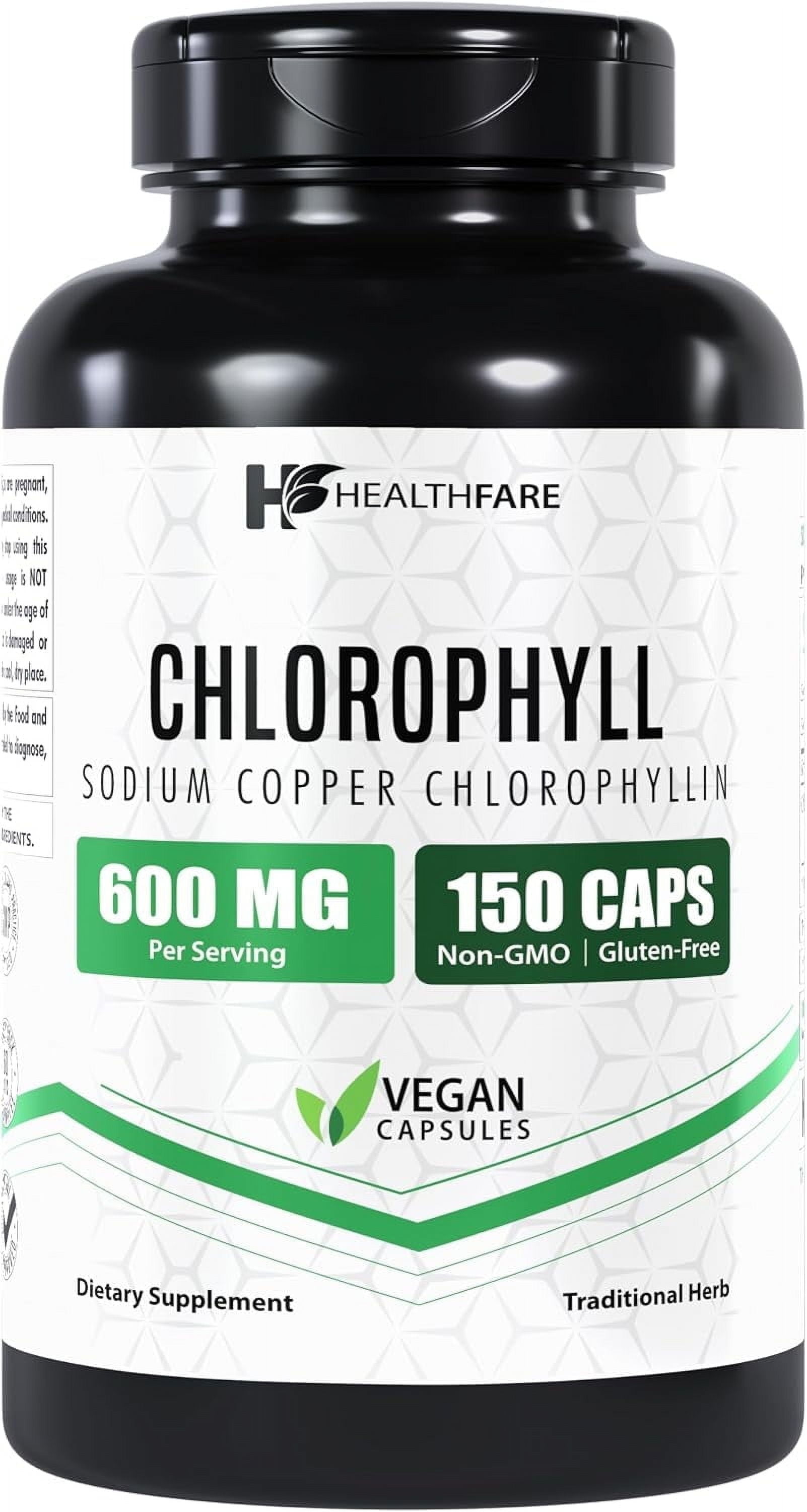 HealthFare Chlorophyll Capsules 600mg | 150 Veg Capsules | Premium Plant-Based Formula | Naturally Sourced | Made in the USA