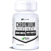 HealthFare Chromium Picolinate 1000mcg | 400 Vegan Tablets | High Absorption Mineral Supplement | Supports Healthy Sugar Metabolism & Nutrient Absorption | Non-GMO, Gluten-Free | Made in USA