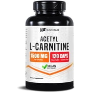 Healthfare Acetyl L-Carnitine 1500mg ALCAR | 120 High Potency Vegetarian Capsules | L-Carnitine Supplement for Energy & Wellness Support | Non-GMO, Gluten-Free, Made in USA