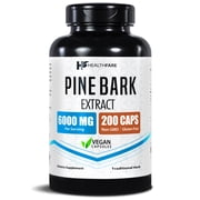 HealthFare Pine Bark Extract 6000mg French Maritime | 200 Vegan Capsules | Standardized 95% OPC Proanthocyanidins | Antioxidant Herbal Supplement | Non-GMO, Gluten-Free | Made in USA