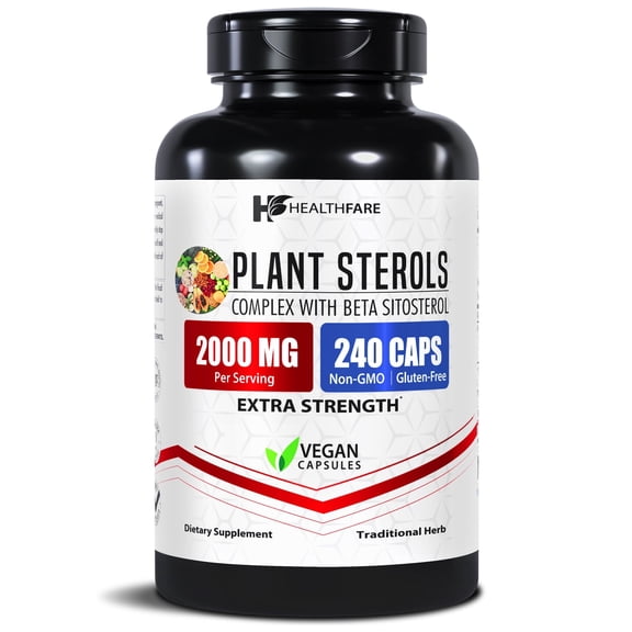 HealthFare Plant Sterols 2000mg | Cholesterol Support | Beta Sitosterol & Phytosterol Complex | 240 Vegan Capsules | Non-GMO, Gluten-Free