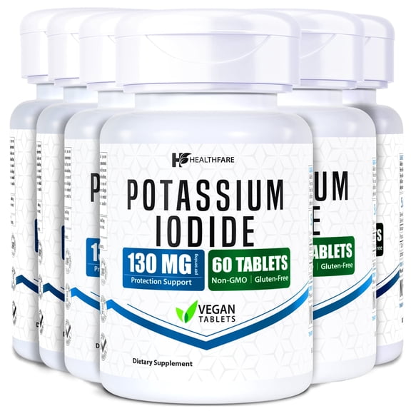HealthFare Potassium Iodide 130mg | 360 Fast-Dissolving Tablets (6 Pack) | KI Pills | Long Shelf Life | Non-GMO | Made in the USA
