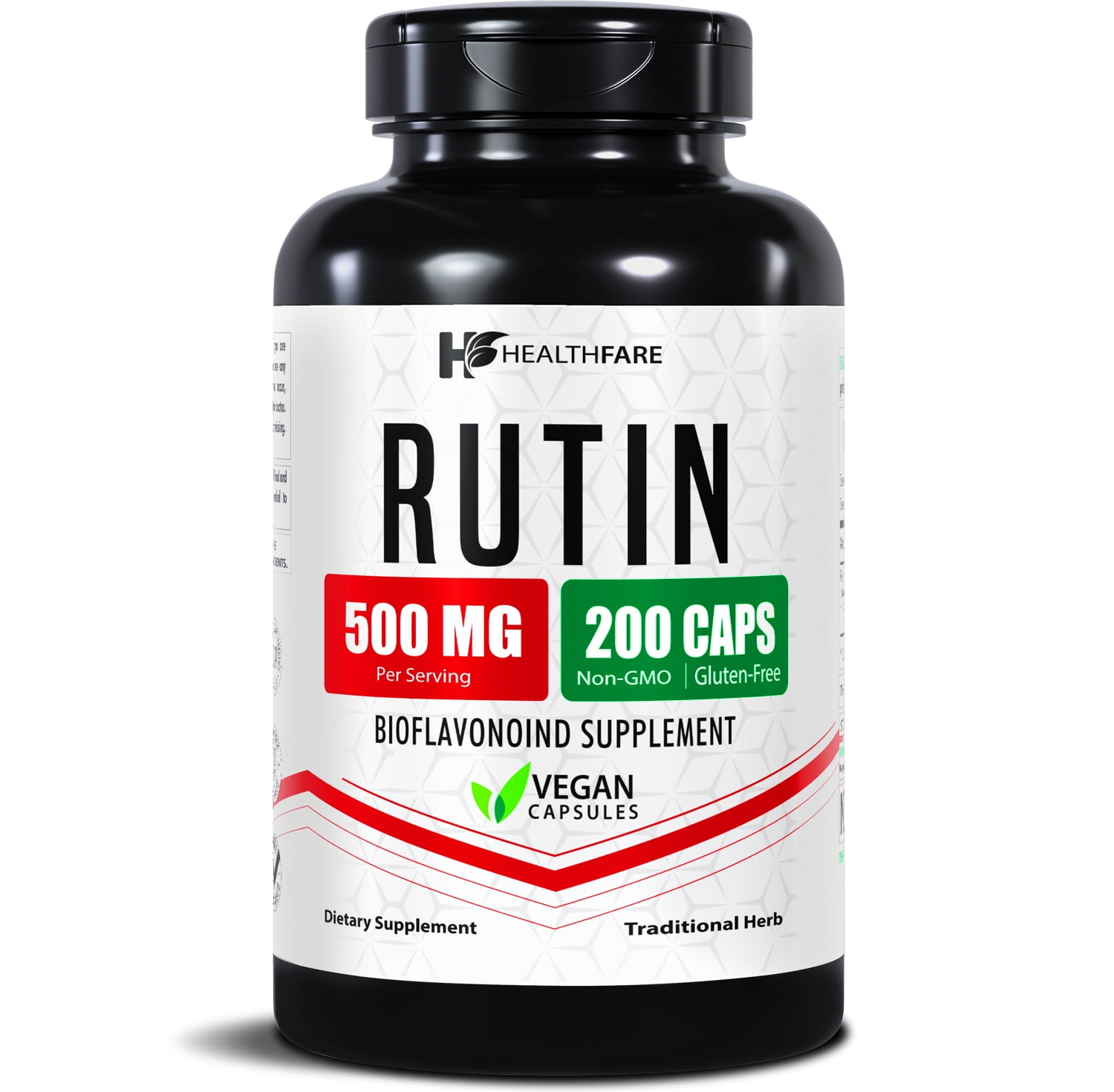 HealthFare Rutin Supplement 500mg | 200 Vegan Capsules | Natural Bioflavonoid Formula | Extra Strength Antioxidant Support | Non-GMO, Gluten-Free | Made in USA