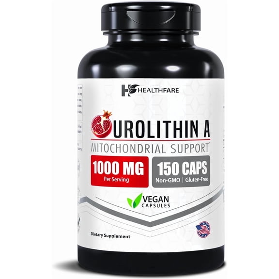 HealthFare Urolithin A | Healthy Aging | 150 Vegan Capsules | Non-GMO | Gluten-Free | Made in USA