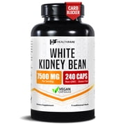 HealthFare White Kidney Bean Extract 7500mg | 240 Vegan Capsules | Extra Strength Concentrated Formula | Herbal Supplement for Carb & Digestion Support | Non-GMO, Gluten-Free | Made in USA
