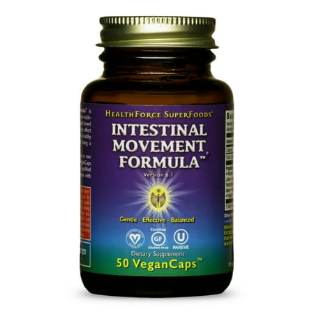 HealthForce SuperFoods Intestinal Movement Formula - Natural Laxative Supports Bowel Regularity - All-Natural Digestion Supplement to Support Constipation - Gluten-Free & Vegan - 50 Caps
