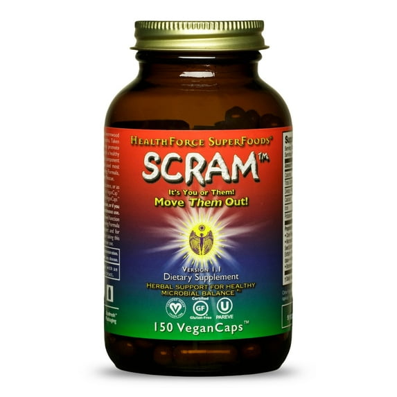 HealthForce SuperFoods SCRAM - Liver Health Support Supplement - Herbal Supplement with Milk Thistle, Wormwood & Black Walnut - Digestion Support Capsules - Vegan, Non-GMO - 150 VeganCaps