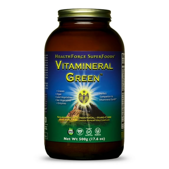 HealthForce SuperFoods Vitamineral Green - Mineral Supplement for Immune & Thyroid Support - Green Powder Supplement with Ingredients from the Land - Gluten-Free & Vegan - 500 Grams