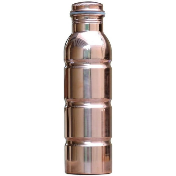 HealthGoodsIn Pure Copper (99.74%) Double Ring Seamless Water Bottle 1000 Ml (33.81 Fluid Ounce) | Joint-Free and Leak-Proof Bottle for Ayurvedic Health Benefit