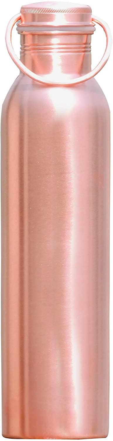 HealthGoodsIn - Pure Copper Matte Finish Bottle with Handle | Seamless Leak-Proof Copper Water Bottle Matte Finish with Handle 600 Ml (20.28 Fluid Ounce)