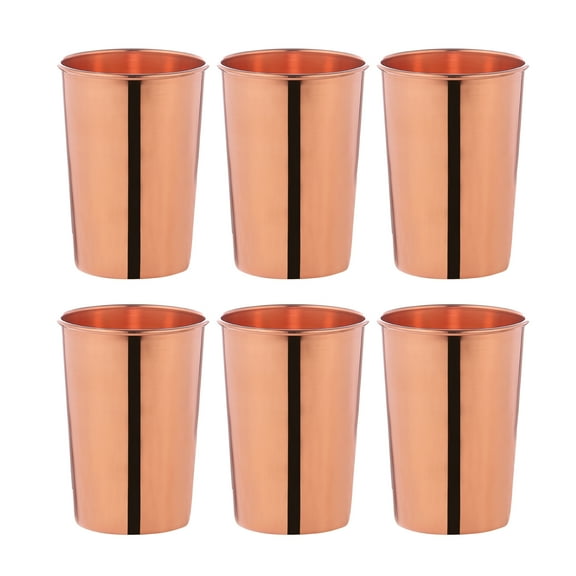 HealthGoodsIn - Set of 6 Pure Copper Tumbler  For Ayurveda Health Benefits - 350 Ml (11.8 US Fl Oz) Capacity