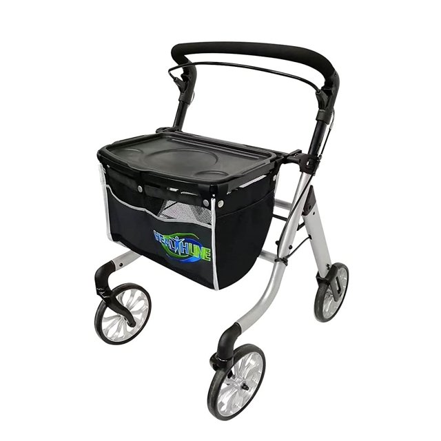 HealthLine Runner Lightweight Aluminum 4Wheel Rollator Walker (16lb