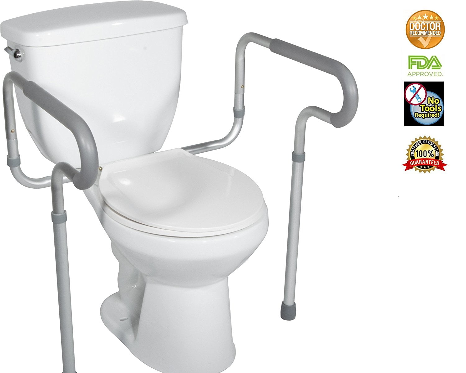 Healthline Trading Toilet Safety Frame, Adjustable Bathroom Safety Rails, Toilet Support Handrails for Elderly