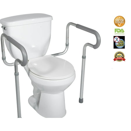 Healthline Trading Toilet Safety Frame, Adjustable Bathroom Safety Rails, Toilet Support Handrails for Elderly
